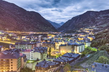 Encamp aerial view, Andorra - obrazy, fototapety, plakaty