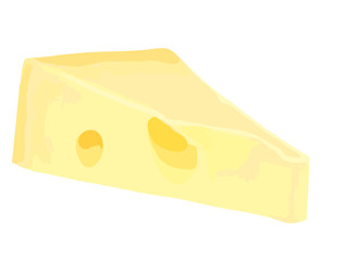 Piece of fresh cheese on white background.
