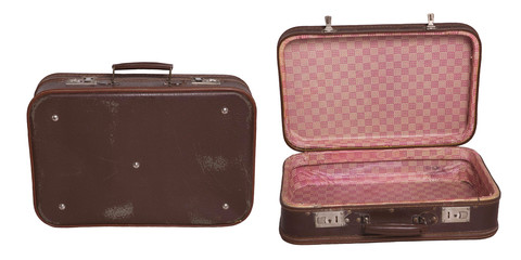 Vintage suitcase: opened and closed
