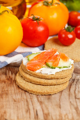 fresh vegetables and oatmeal cookies