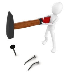 3d man with hammer and nails