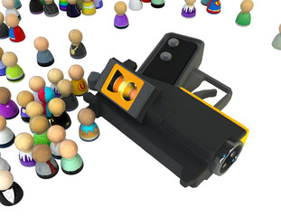 Cartoon Crowd, Black Gun