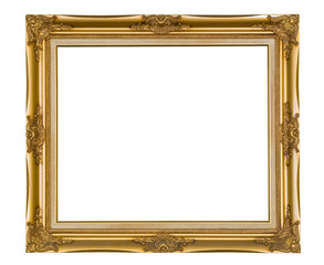 Isolated golden wooden Photo Frame