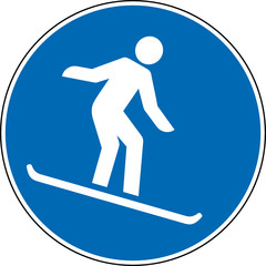 Gebotszeichen Snowboard fahren erlaubt gestattet Schild