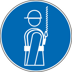 Gebotszeichen Auffanggurt Klettergurt benutzen Schild