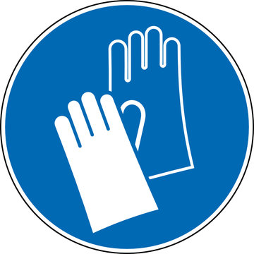 Gebotszeichen Schutzhandschuhe tragen Schild Zeichen