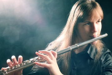 Flute playing flutist musician performer © Alenavlad