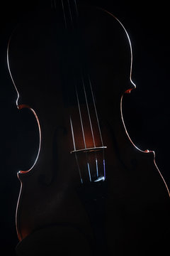 Violin. Artistic silhouette musical instrument on black