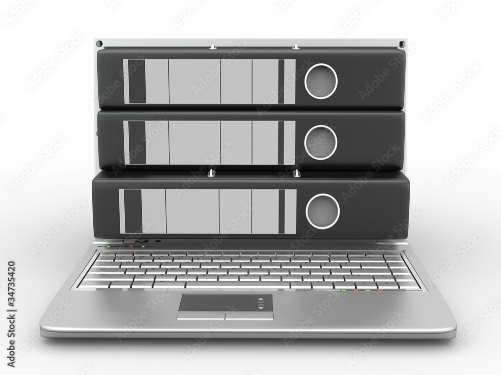 Aufkleber archive. laptop with folders instead of the screen