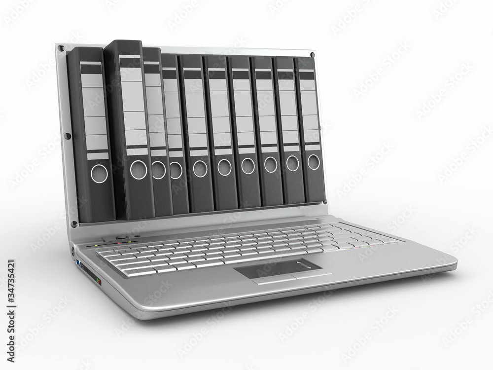 Poster Archive. Laptop with folders instead of the screen