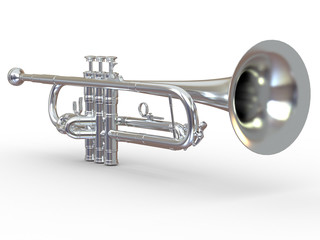 Obraz na płótnie Canvas Silver trumpet. 3d