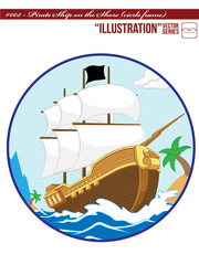 Illustration #002 - Pirate Ship on the Shore_circle