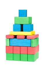 Construction from colour wooden cubes.