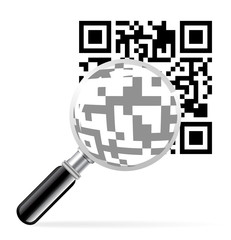 QR code with loupe vector illustration