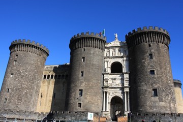 Fototapeta na wymiar Castel Nuovo of Napoli, landmark in Italy