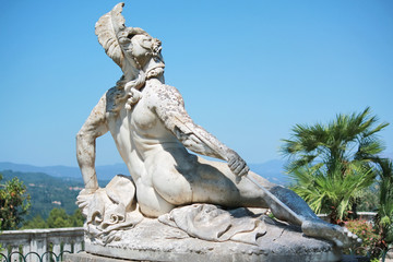 Achilles sculpture in Corfu - obrazy, fototapety, plakaty