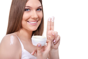 funny woman with cream