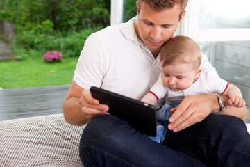 Digital Tablet Father Son