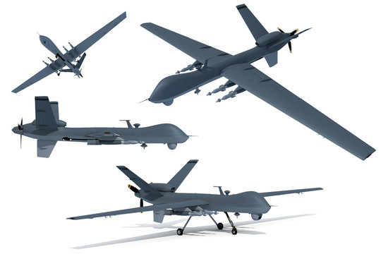 gray drones in different views on white clip art preview