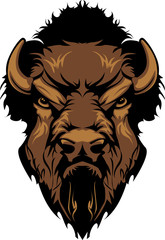 Buffalo Bison Mascot Head Graphic - obrazy, fototapety, plakaty
