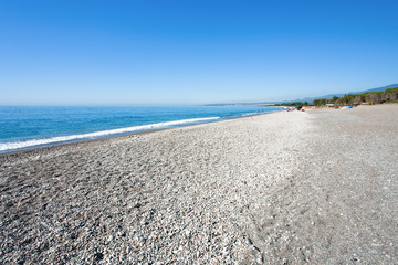 black pebble and sand beach