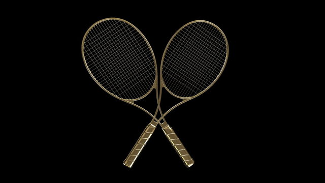 Gold tennis rackets.
