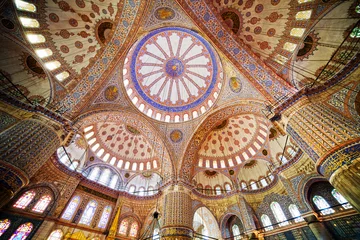 Aluminium Prints Turkey Blue Mosque Interior