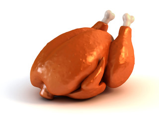 Roasted chicken isolated on white © koya979
