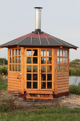 Barbecue in wooden house