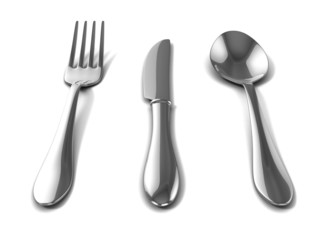 silverware over white background