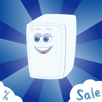 Sale Banner With Cartoon Refrigerator