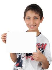 kid show white business card blank empty paper sign space