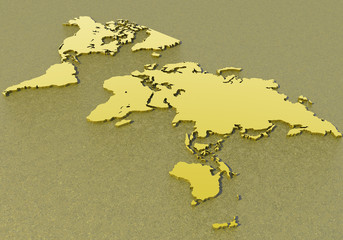Cartina planisfero mondo d'oro