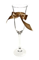 empty glass with brown ribbon