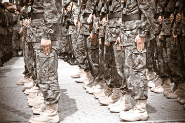 soldiers during the drill on the square