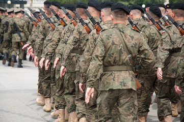 soldiers during the drill on the square