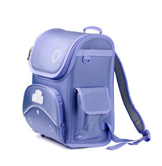 Blue school backpack - obrazy, fototapety, plakaty