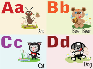 Animal alphabet A,B,C,D.