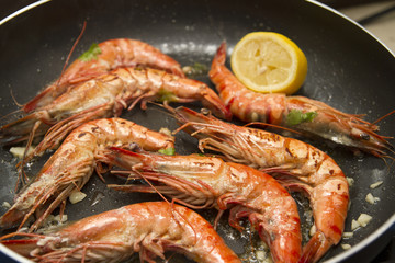 Prawns in a pan