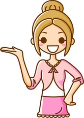 若い女性　案内