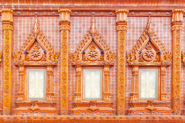 Window on glazed tile background, Thailand temple
