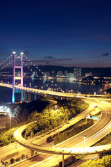 highway bridge at night