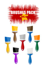 glass colored brushes set on the white