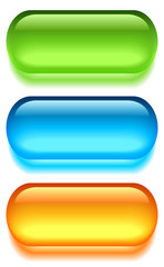 Glass web buttons set, vector illustration