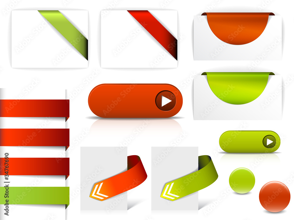 Poster red and green vector elements for web pages