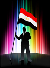 Egypt Flag with Businessman on Abstract Spectrum Background