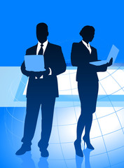 Obraz premium Business Couple on Global Economy Background