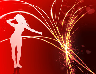 Sexy Woman on Abstract Valentine's Day Light Background