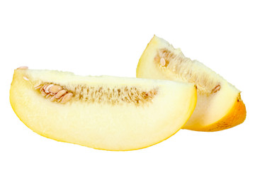 Two slice of ripe yellow melon