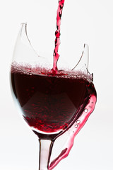 Red wine in broken glass